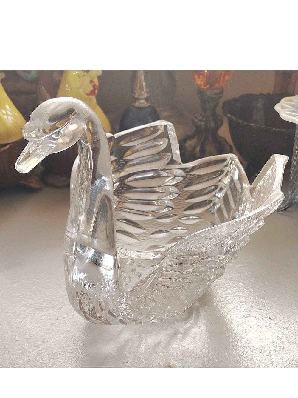 Hofbauer West Germany 24% lead crystal swan bowl